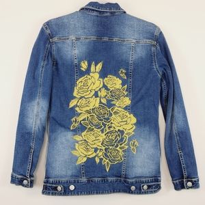 Lularoe Jaxon Floral Denim Jacket Size Small